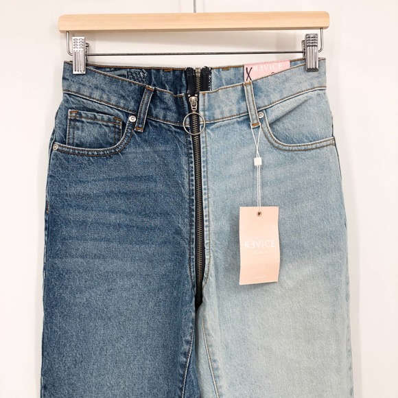 NWT Revice Yin Yang Crops in Tokyo Wash Jeans Two-Tone Denim 26 - Picture 4 of 9